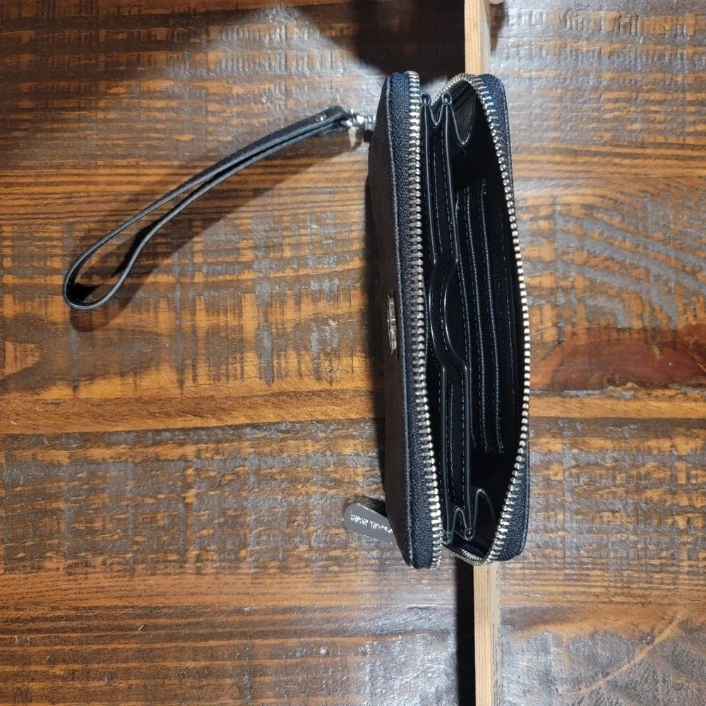 Michael Kors Black MK Logo Wallet Wristlet Excellent Condition